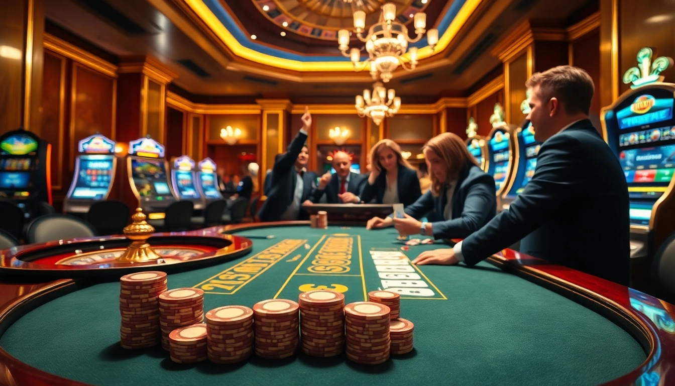 HITCLUB casino scene showcasing players at a poker table with vibrant gaming action.