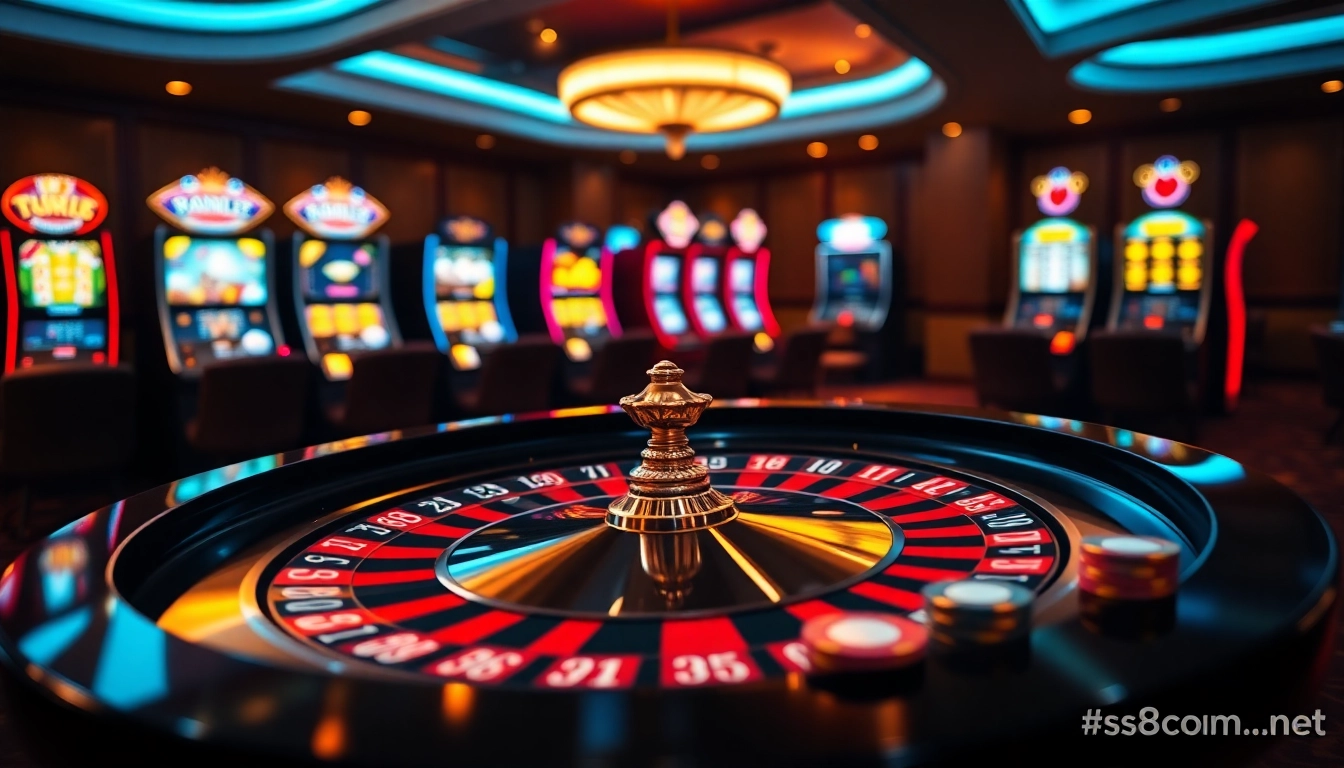 Experience the thrill of online gambling at https://s8com.net with vibrant casino scenes and exciting games.