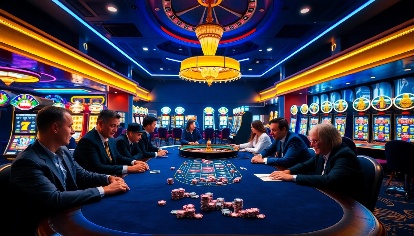 Players strategizing at a luxurious poker table at https://mu88.camp/ casino.