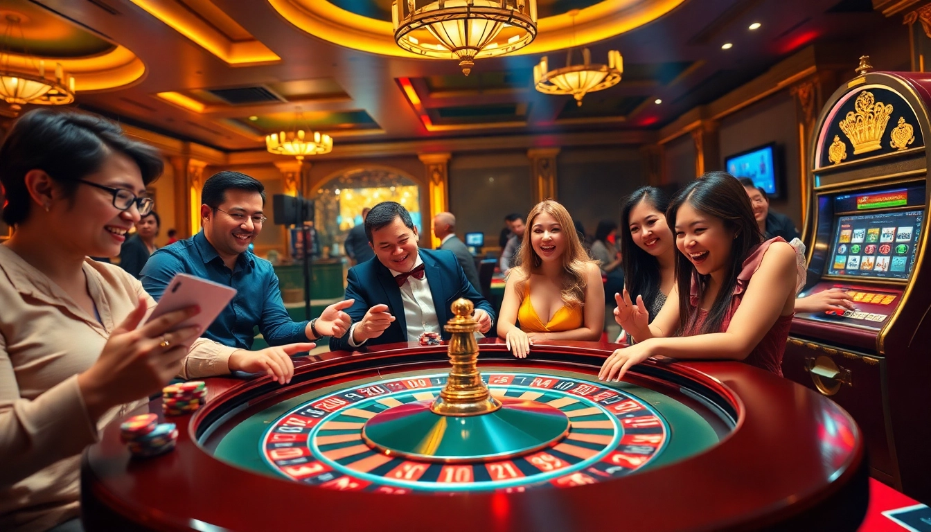 SX88 Đăng nhập at a luxurious casino table with vibrant poker chips and excited players.