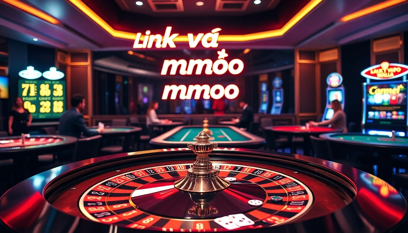 Exciting online gambling scene showcasing Link vào mmoo at a roulette table, featuring vibrant casino elements.