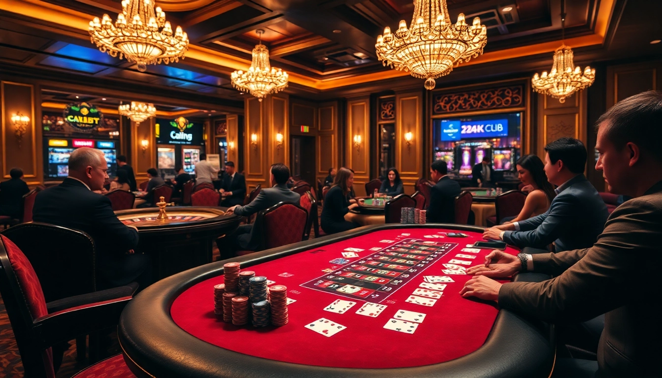 24kclub casino players enjoying poker at an elegant table with vibrant chips and cards.