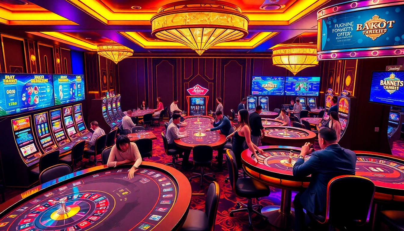 Experience the excitement of สมัคร MK8 with players at luxurious casino tables, showcasing vibrant gameplay.