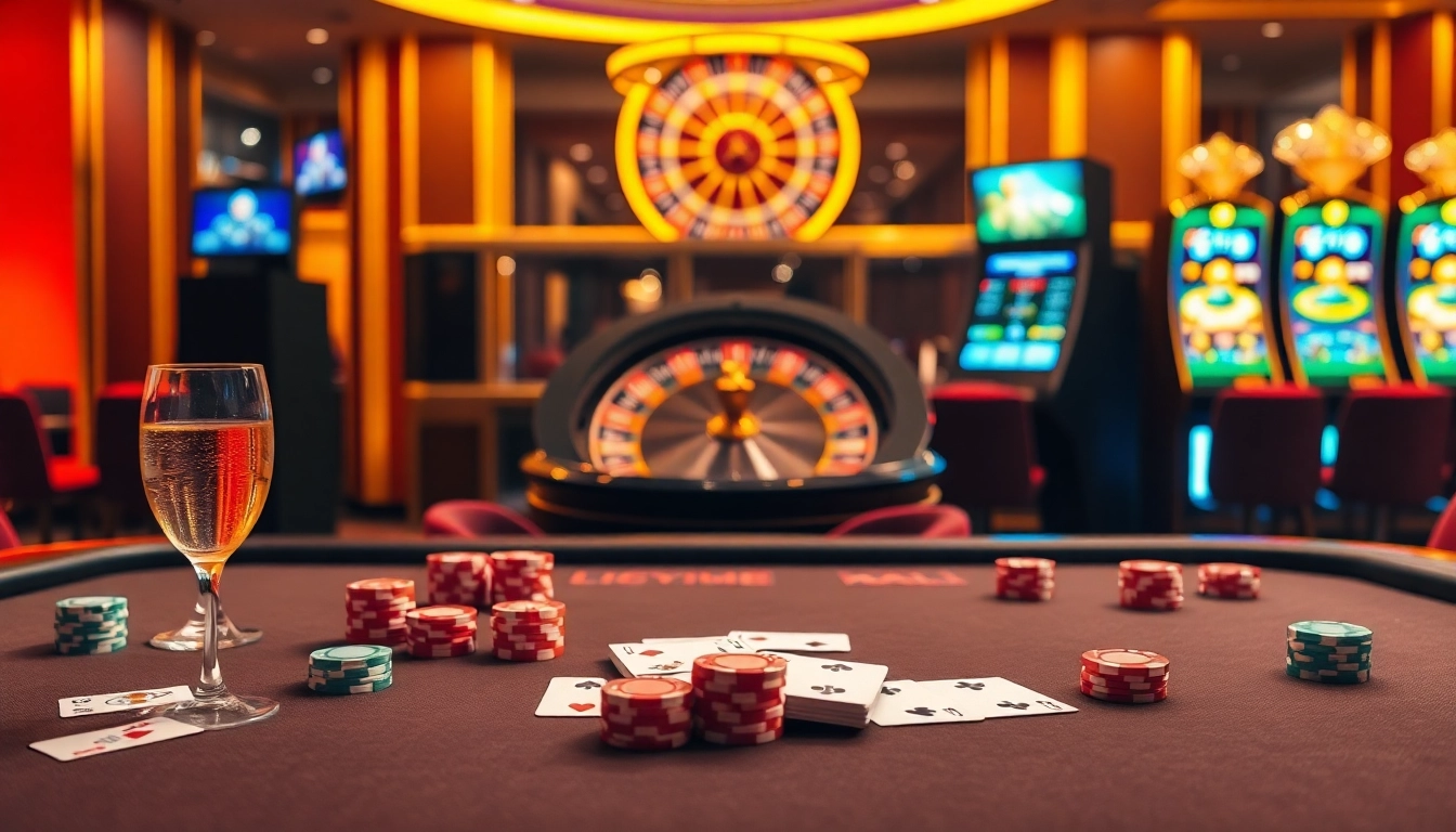 סצנה מרתקת המתארת משחק רמי אונליין על שולחן קזינו יוקרתי עם קלפים וצ'יפים.