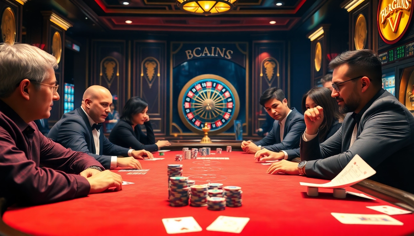Exciting game bài scene with engaged players and luxury casino elements
