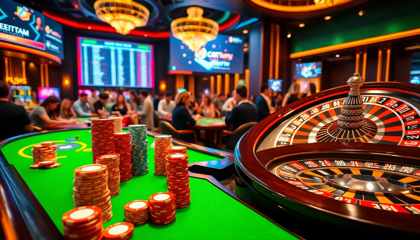 Experience the thrill of betting at https://lc88.sbs/ with luxurious casino visuals of poker chips and roulette.