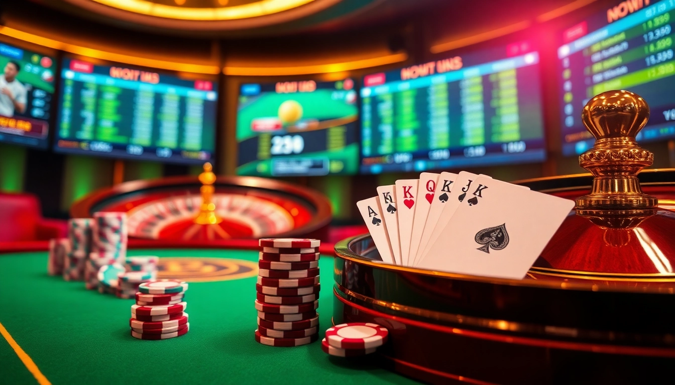 Engage with thrilling betting action at mk8th.net featuring a luxurious casino table and vibrant poker chips.