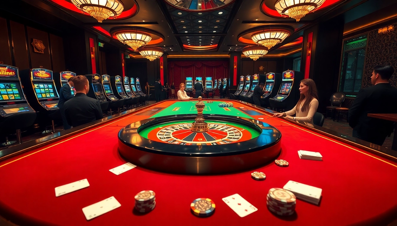 Exciting gaming experience at 222bd one with luxury casino tables and vibrant slot machines.
