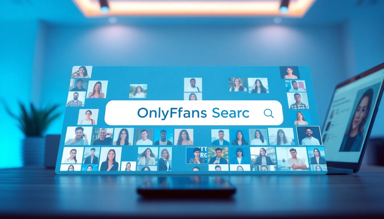 OnlyFans Search interface showcasing diverse creators in a modern digital environment.