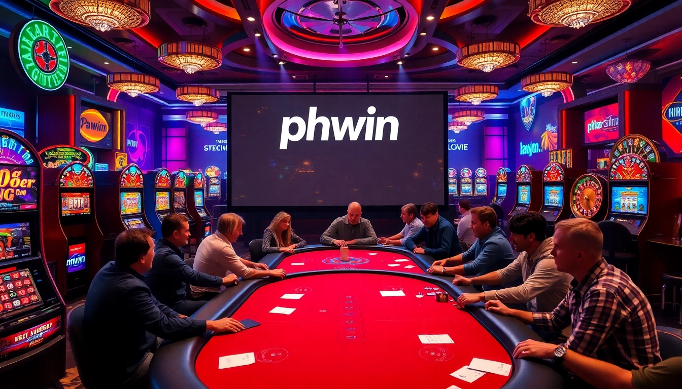 Experience thrilling gameplay at PHWIN Casino with intense poker action and vibrant gambling atmosphere.
