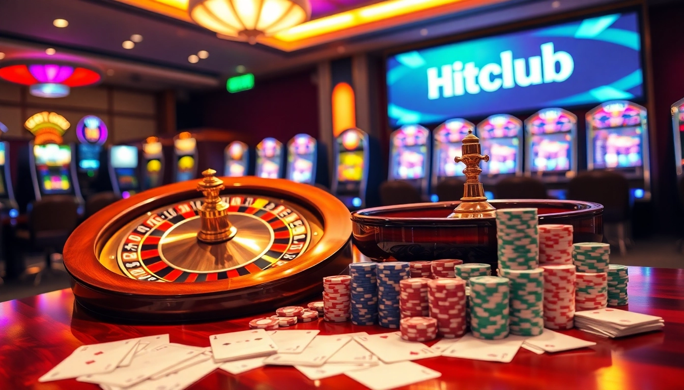 Hitclub players enjoying high-stakes games at a luxurious casino table with lively roulette wheel.