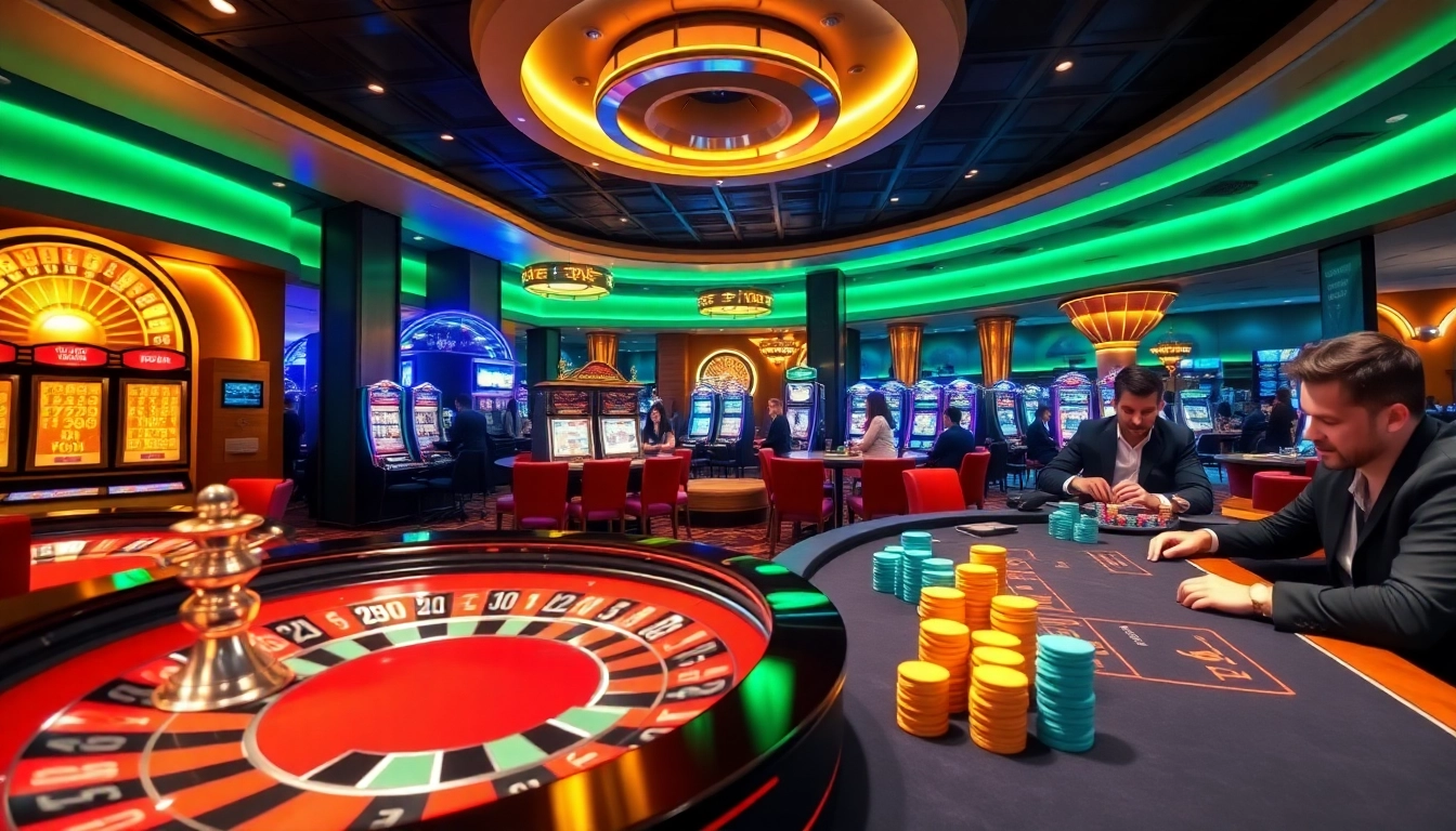 התרגש מהאווירה בקזינו Stake עם שולחנות משחק תוססים ושחקנים נלהבים בסביבה יוקרתית.