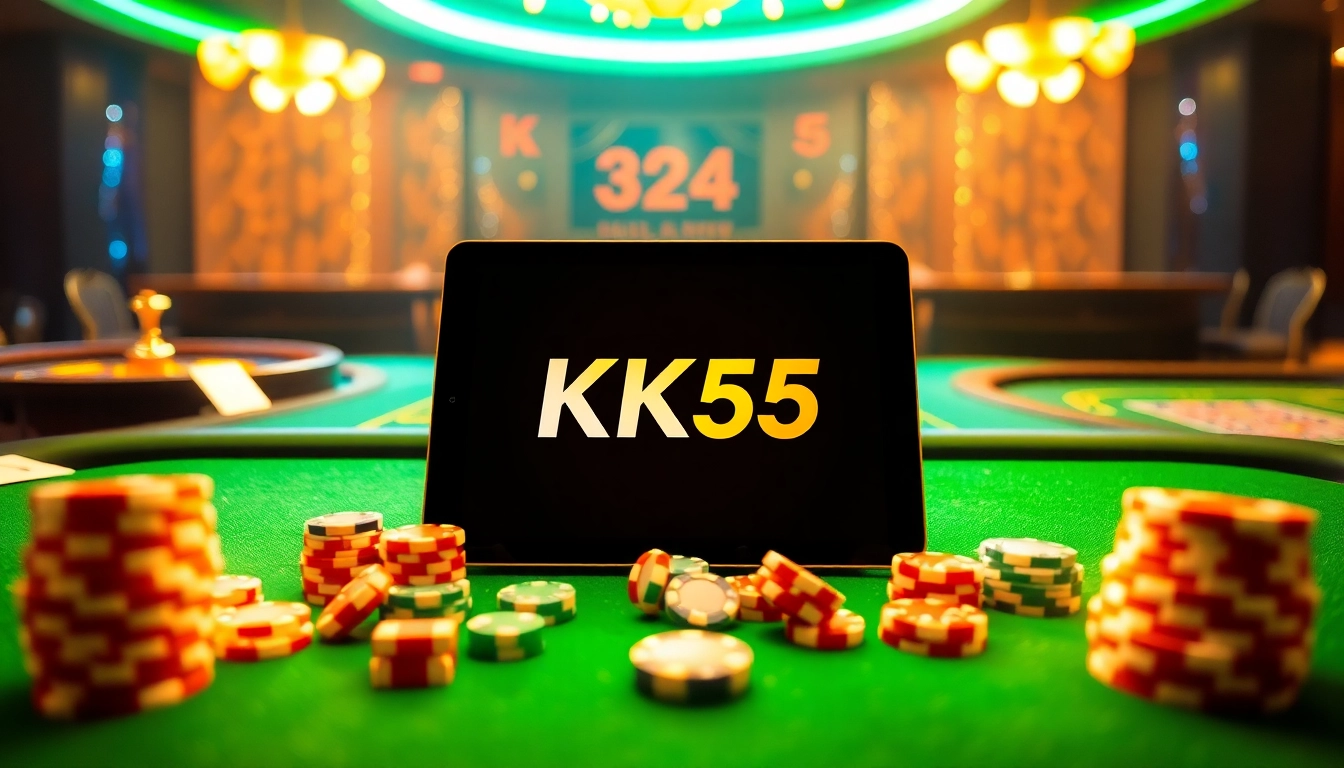 Engage in immersion at KK55 online casino with dynamic tables and vibrant gambling elements.