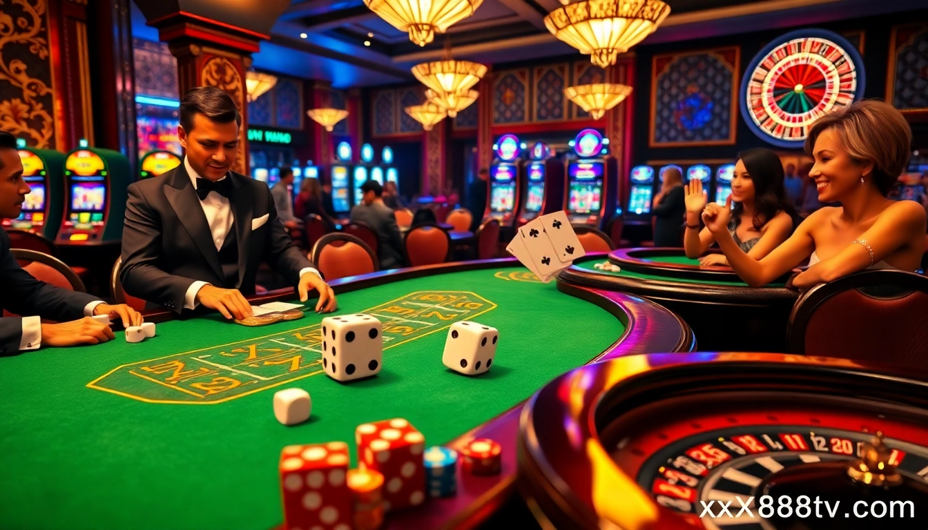Experience the thrill of gambling at xx88tv.com with intense blackjack and vibrant casino scenes.