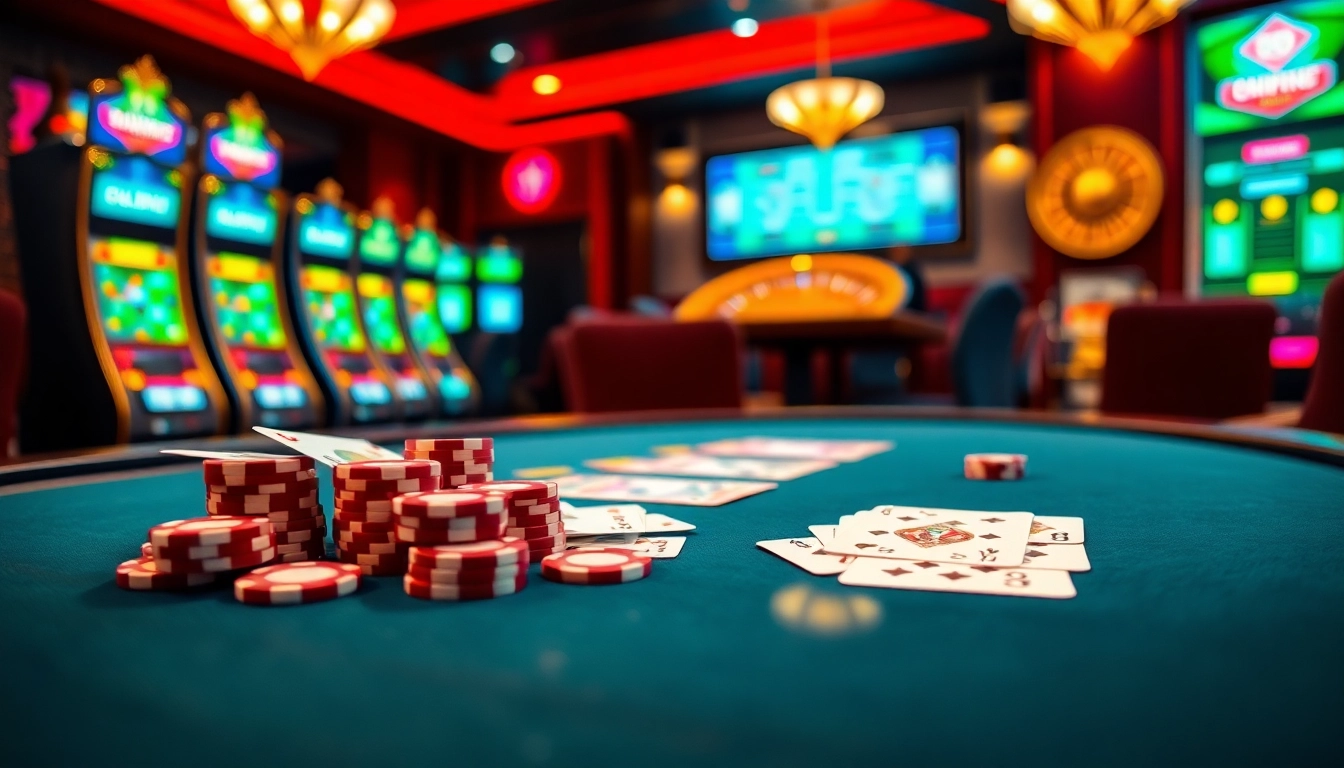 Action-packed moment at the go88club page poker table featuring vibrant cards and chips.