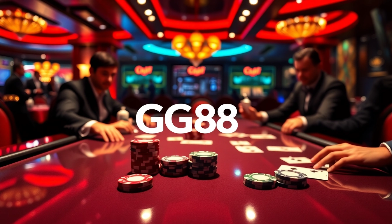 Engage with link GG88 in a thrilling poker game showcasing luxury gaming excitement.