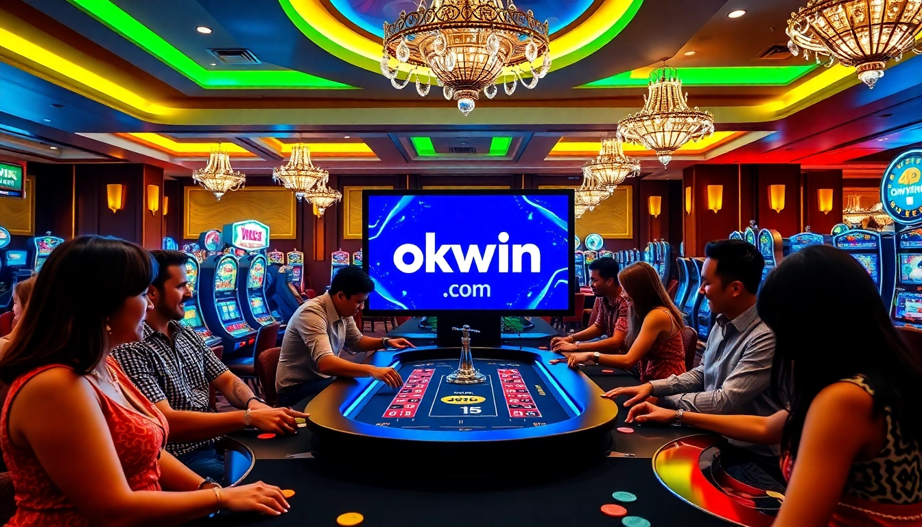 Experience the thrill of gaming at okwin.com with players enjoying poker and roulette.